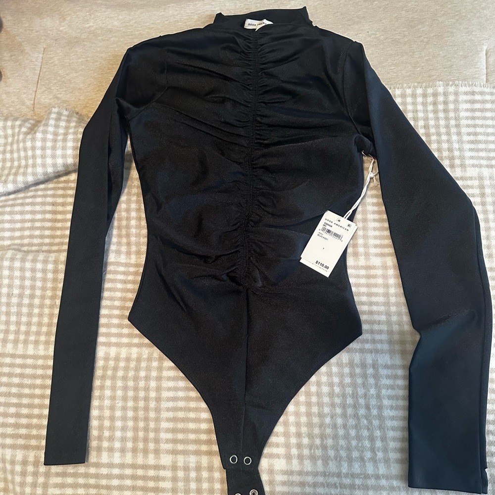 Good American Ruched High Shine Compression Bodysuit Size Small NWT